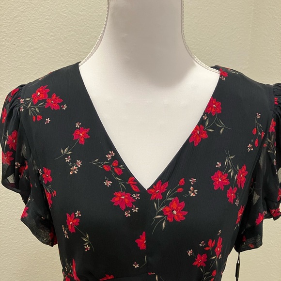 Calvin Klein Black Dress with Red Floral Design - Picture 7 of 10